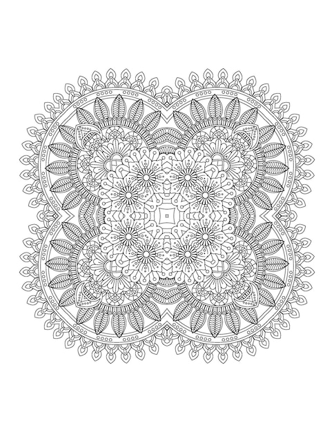 Hand drawn flower illustration Mandala coloring page for adult and mandala kdp interior