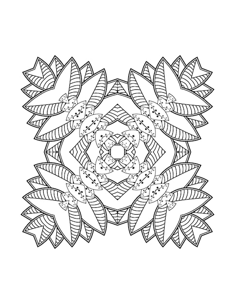 Hand drawn flower illustration Mandala coloring page for adult and mandala kdp interior