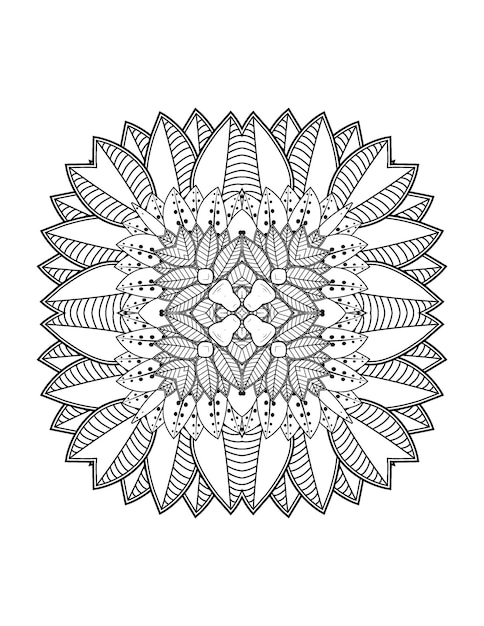 Hand drawn flower illustration Mandala coloring page for adult and mandala kdp interior