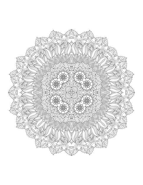 Hand drawn flower illustration Mandala coloring page for adult and mandala kdp interior