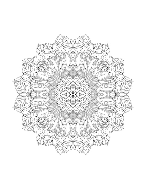 Hand drawn flower illustration Mandala coloring page for adult and mandala kdp interior