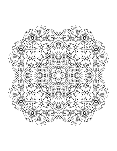 Hand drawn flower illustration Mandala coloring page for adult and mandala kdp interior