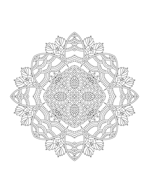 Hand drawn flower illustration Mandala coloring page for adult and mandala kdp interior