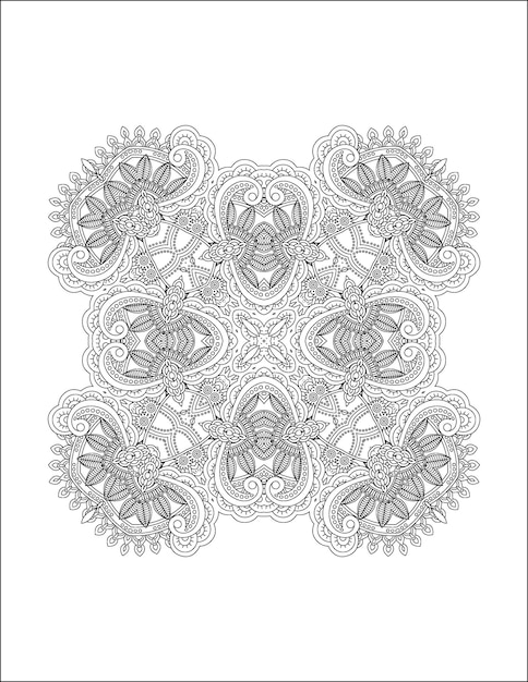 Hand drawn flower illustration Mandala coloring page for adult and mandala kdp interior