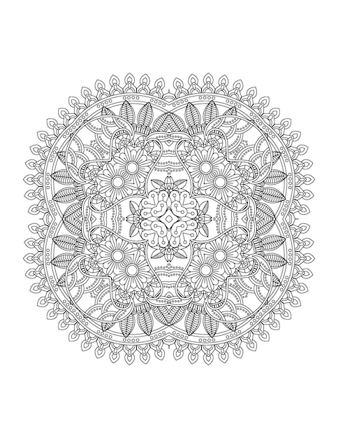 Hand drawn flower illustration Mandala coloring page for adult and mandala kdp interior