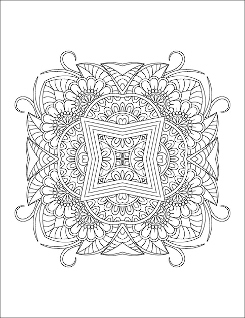 Hand drawn flower illustration Mandala coloring page for adult and mandala kdp interior