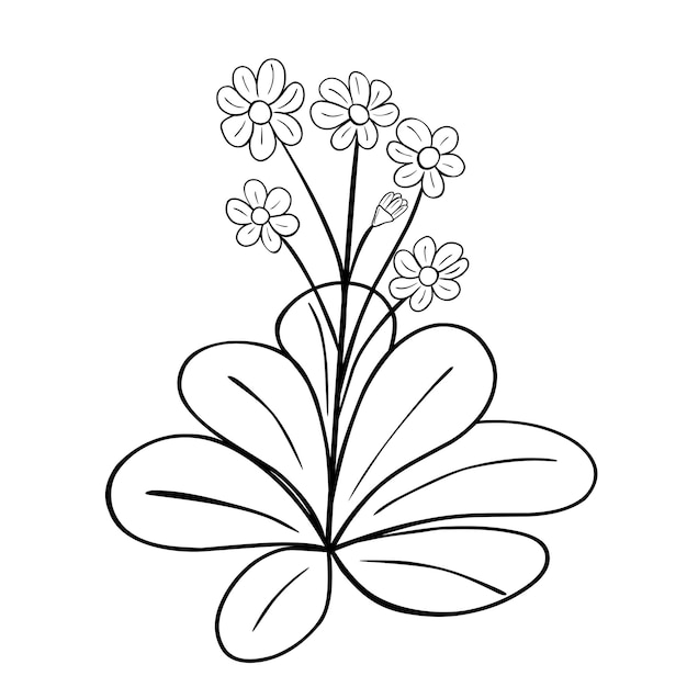 Hand drawn flower isolated on white background Vector floral summer element Decorative doodle sketch illustration