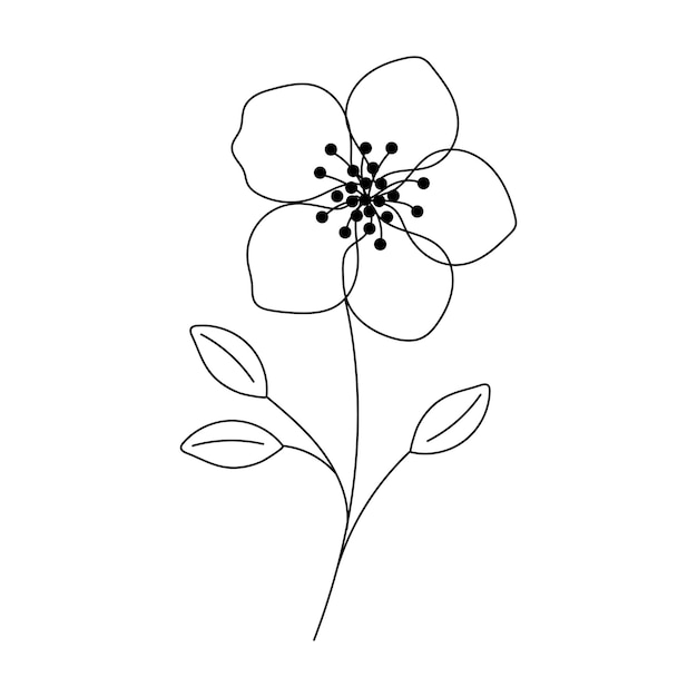 Hand drawn flower in line art doodle style Botanical decorative element