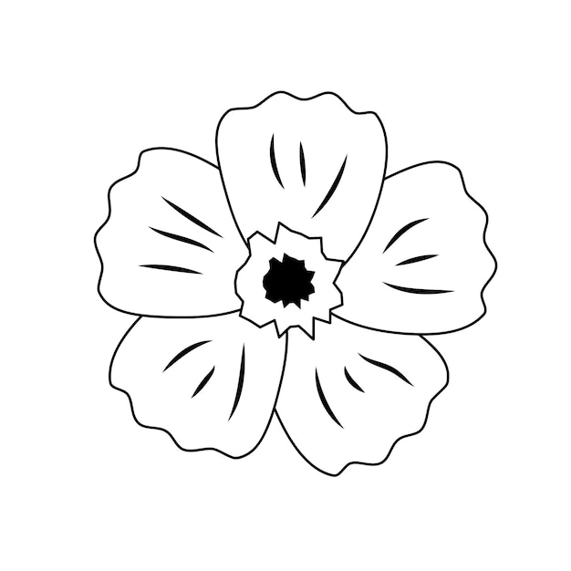 Hand drawn flower in line art doodle style Botanical decorative element