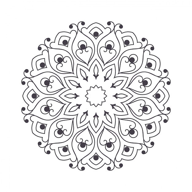 Hand drawn flower mandala for coloring book.