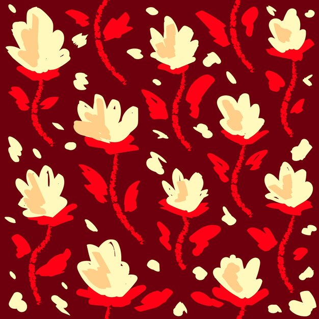 Hand Drawn Flower Seamless Pattern