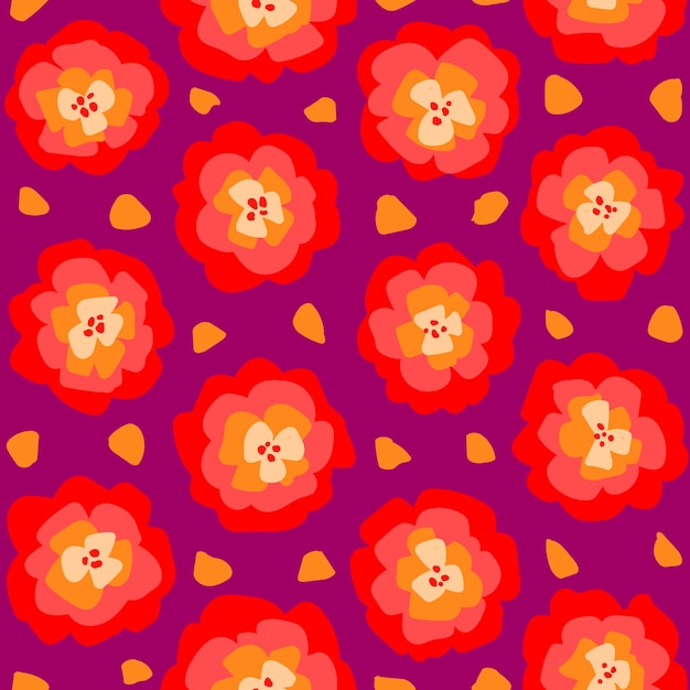 Hand Drawn Flower Seamless Pattern