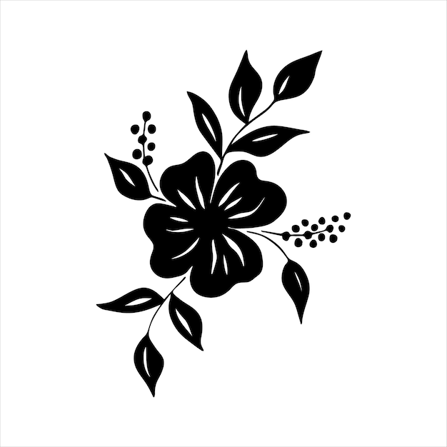 Hand drawn flower silhouette arrangement