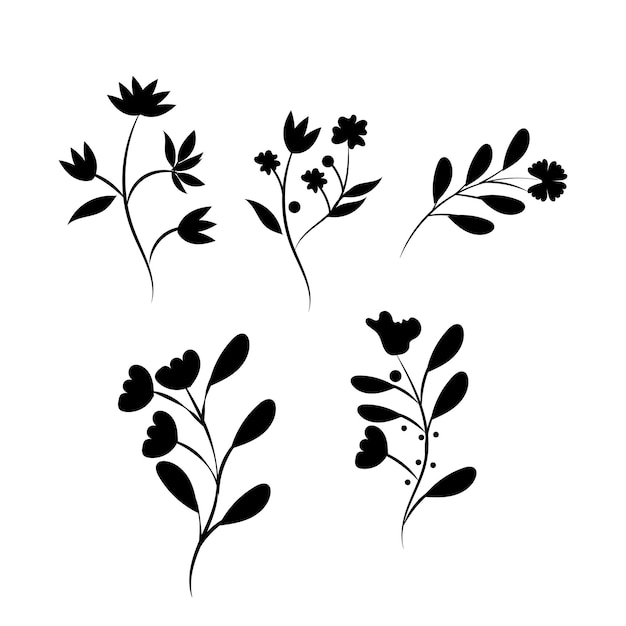 Hand drawn flower silhouettes illustration