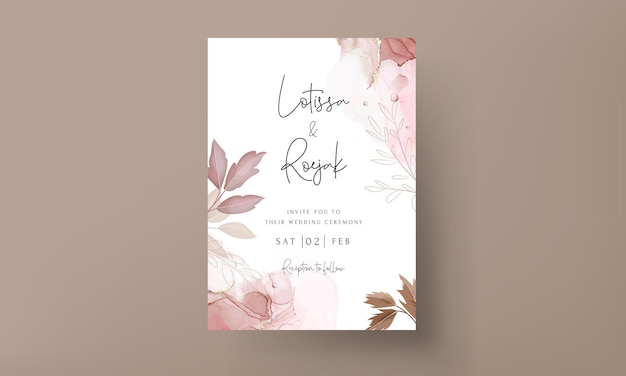 Hand drawn flower wedding invitation template