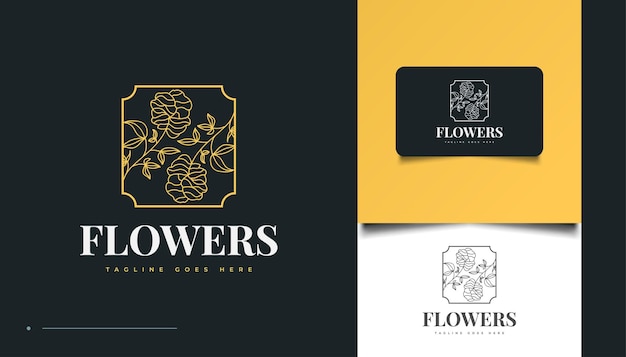 Hand Drawn Flowers Logo in Minimalist Line Art Style, for Spa, Cosmetics, Beauty, Florists and Fashion