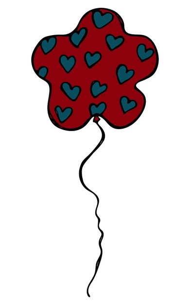 Hand drawn flying balloon illustration Birthday party doodle Holiday clipart