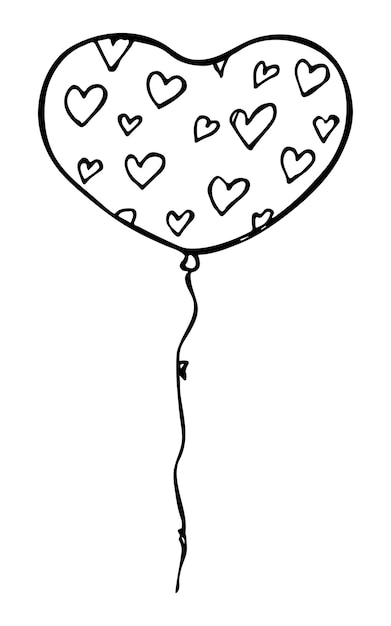 Hand drawn flying balloon illustration Birthday party doodle Holiday clipart