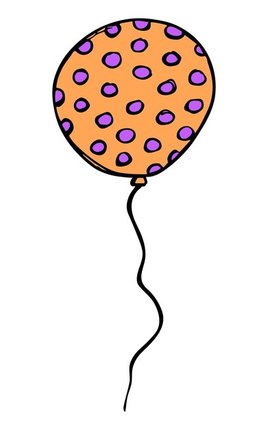 Hand drawn flying balloon illustration Birthday party doodle Holiday clipart