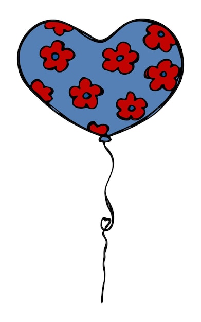 Hand drawn flying balloon illustration Birthday party doodle Holiday clipart