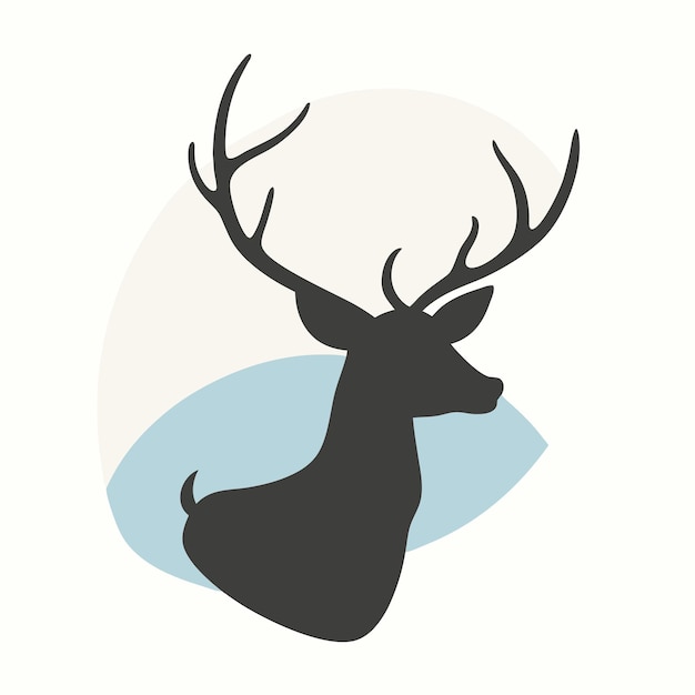 Vector hand drawn flying deer silhouette illustration isolated white background 33