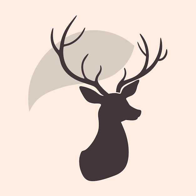 Vector hand drawn flying deer silhouette illustration isolated white background 37