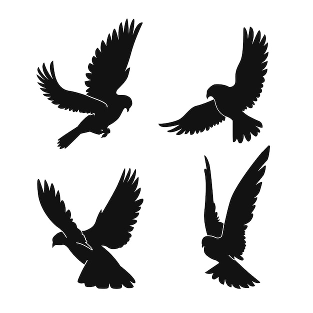 Hand drawn flying dove silhouette