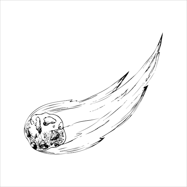 Hand drawn flying meteorite vector icon Flat doodle design