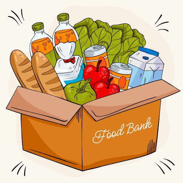 Hand drawn food bank illustration