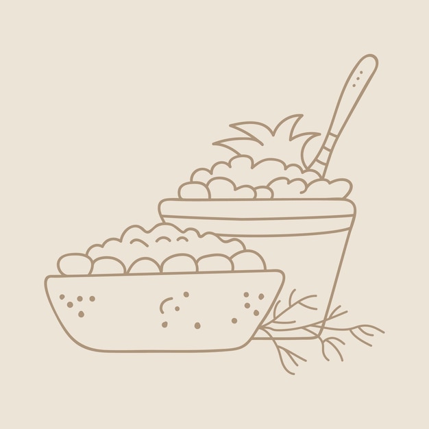 Hand drawn food icon of salad for recipes and restaurant menu.