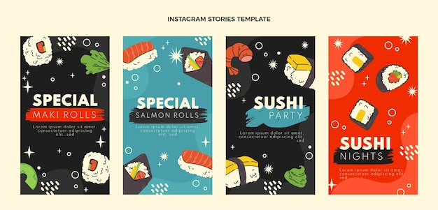 Hand drawn food instagram stories