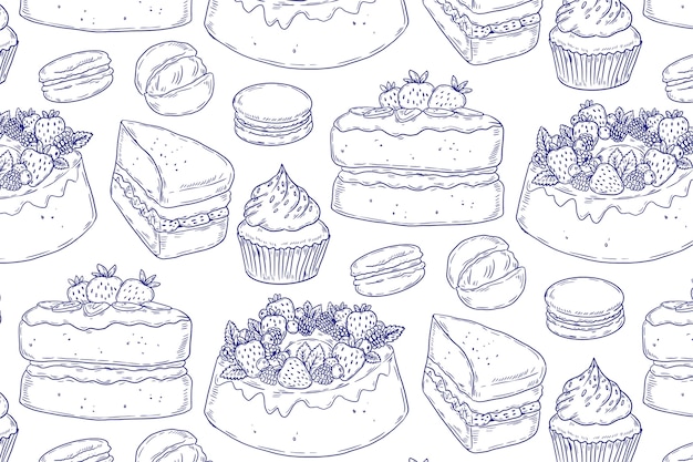 Hand drawn food pattern background