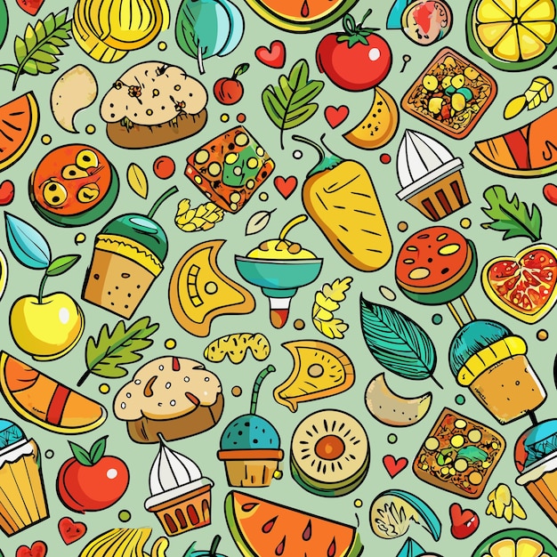 Vector hand drawn food pattern vector art graphics