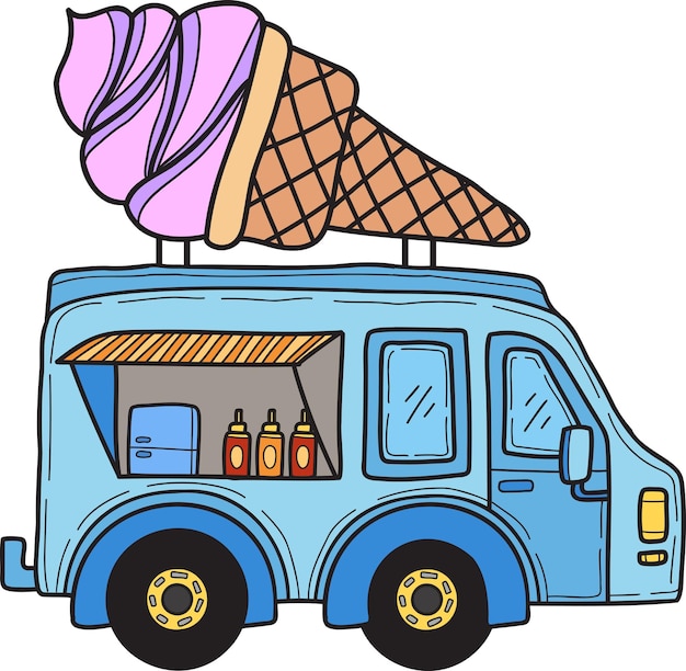 Hand Drawn Food Truck Ice Cream illustration