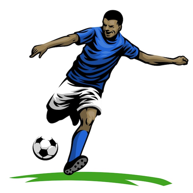 Hand Drawn Football Player Kicking the Ball