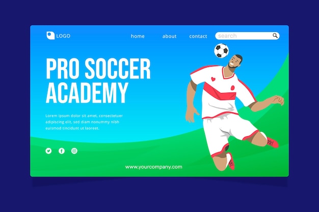 Hand drawn football sport landing page template