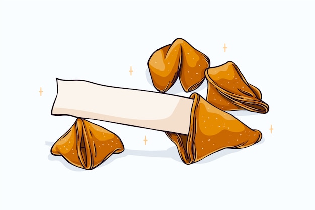 Hand drawn fortune cookie illustration