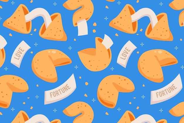 Hand drawn fortune cookie pattern