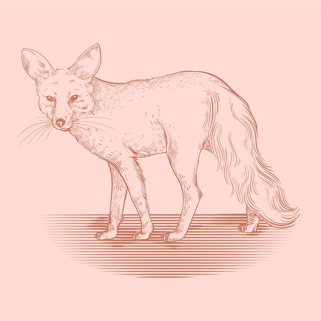 Hand drawn fox outline illustration