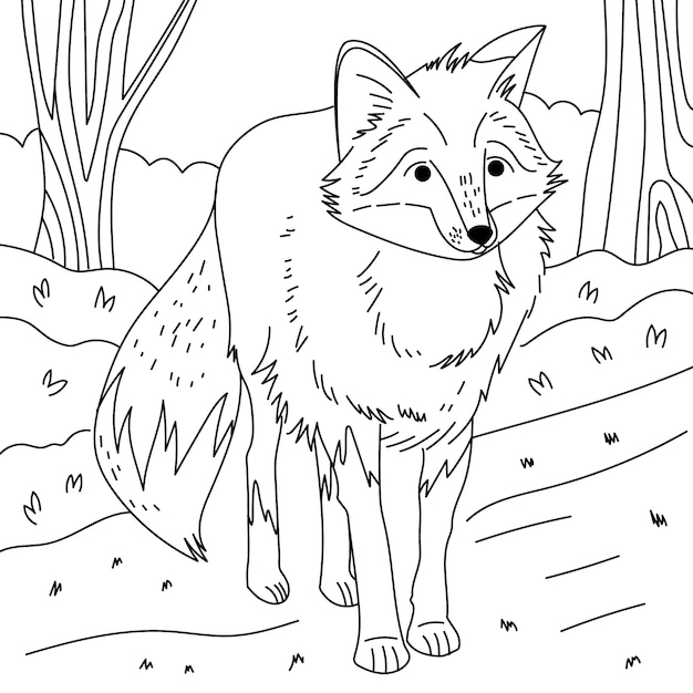 Hand drawn fox outline illustration