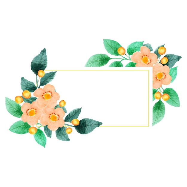 hand drawn frame with orange floral arrangement