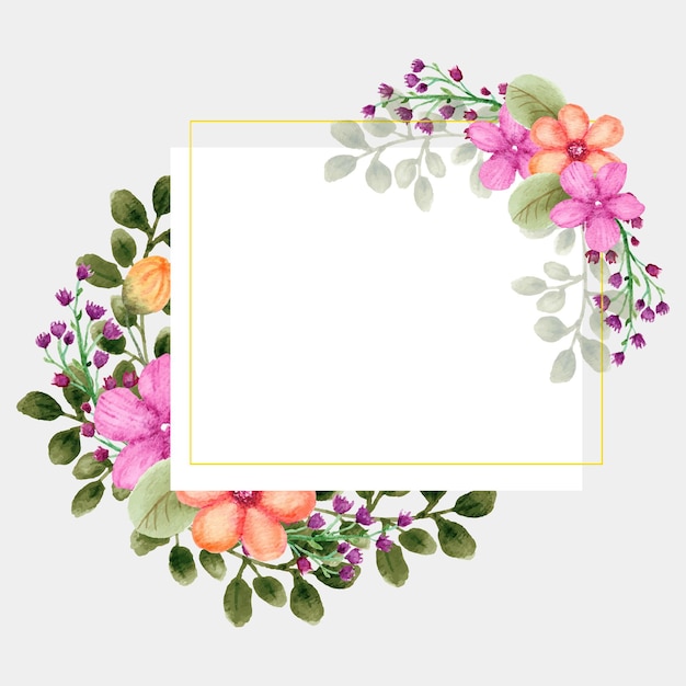 hand drawn frame with summer floral arrangement