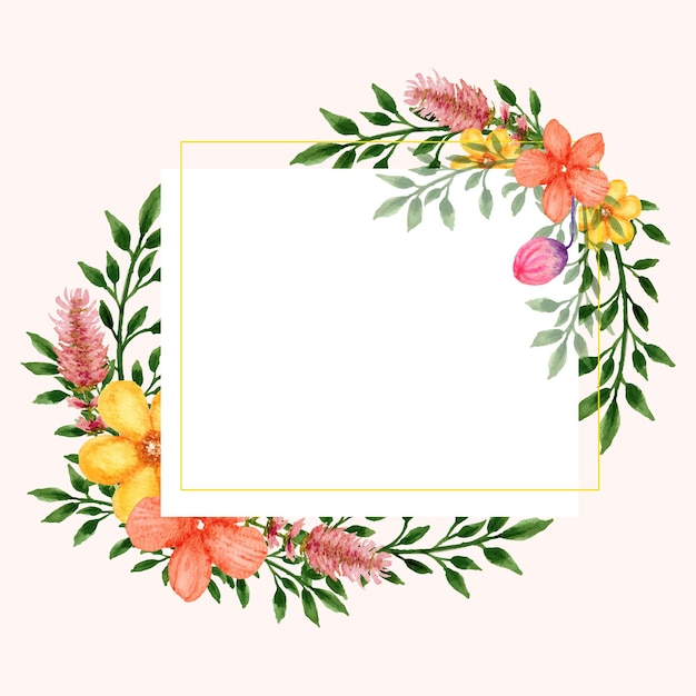 hand drawn frame with summer floral arrangement