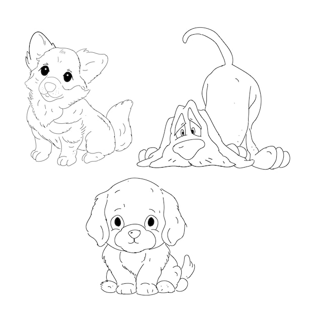 Hand Drawn Free Vector Cute Dog