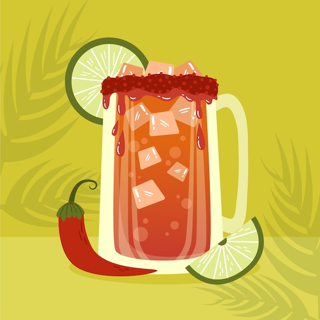 Hand drawn fresh michelada illustration