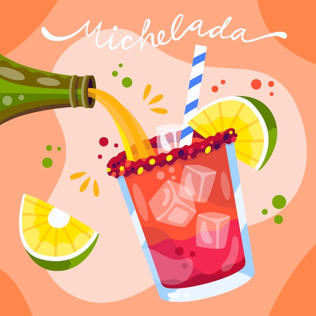 Hand drawn fresh michelada illustration