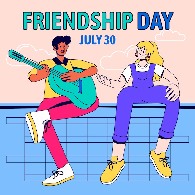 Hand drawn friendship day illustrated