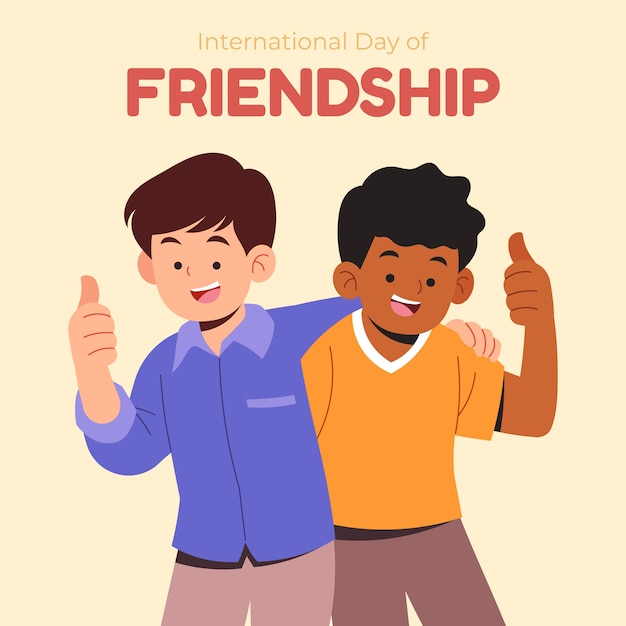 Hand drawn friendship day smiley boys illustration