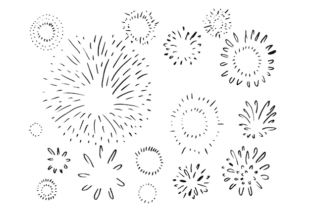 hand drawn from fire work design elements vector illustration.