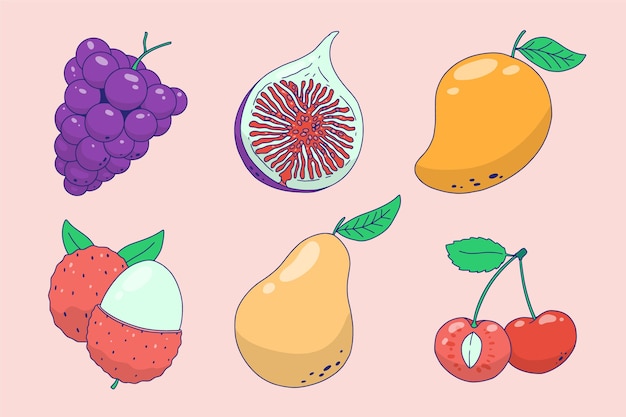 Hand drawn fruit collection